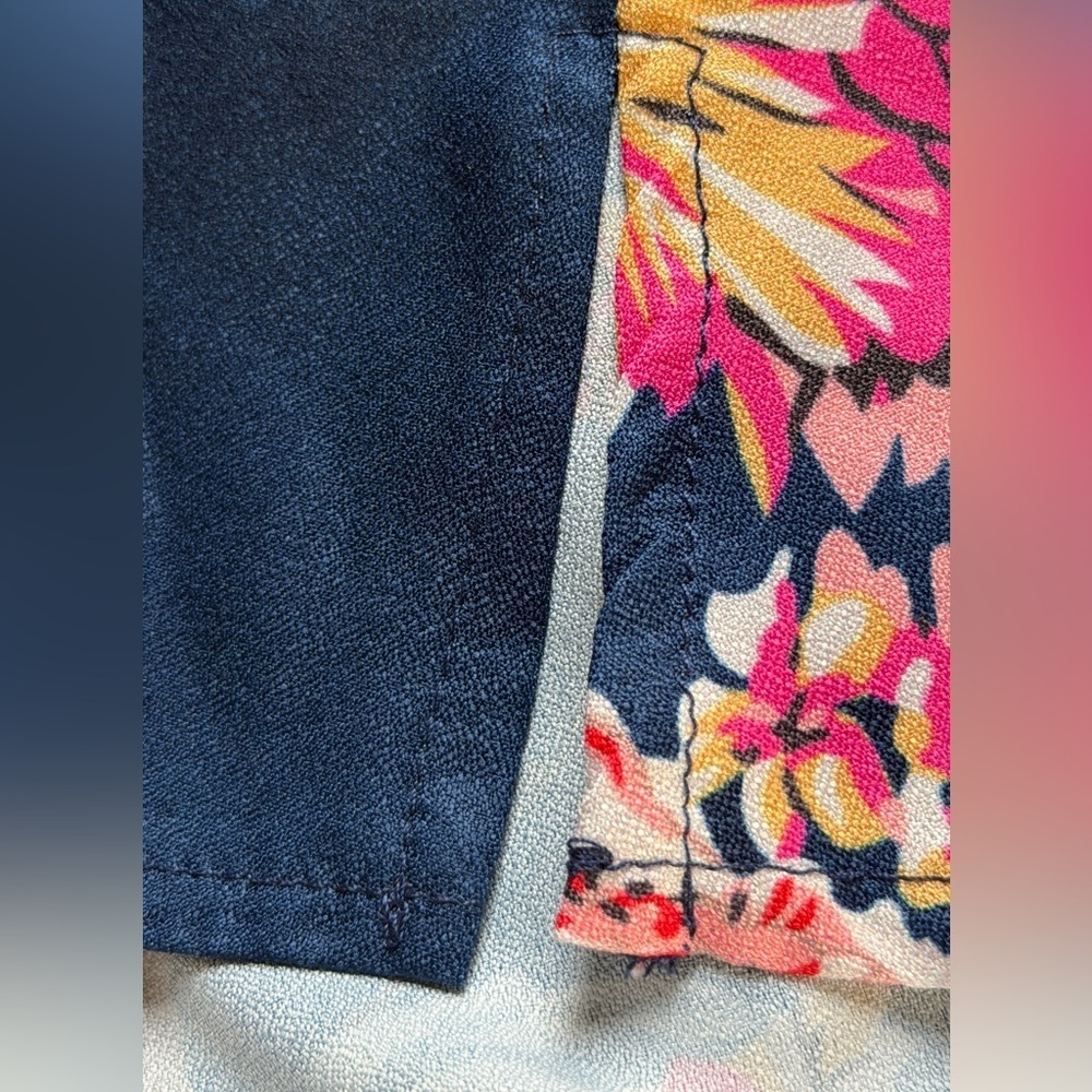 Floral Navy Cami Tank Top w/ Ruffle Trim & Adjustable Straps - Picture 3 of 5